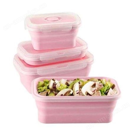 开模定制博高硅胶饭盒食品级便携可折叠硅胶餐盒