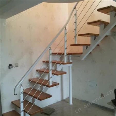 平步楼梯 驻马店钢木直梁楼梯厂家/单梁/斜梁钢木楼梯