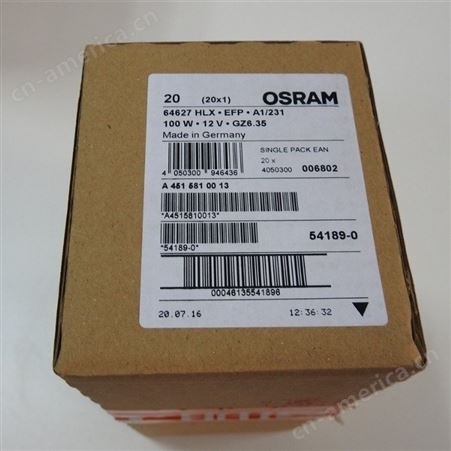 OSRAM欧司朗64627 HLX 12V100W GZ6.35 内窥镜光纤冷光源卤素灯泡