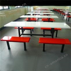 3苏州批发员工学校玻璃不锈钢防火板八人位食堂餐桌椅定制溢彩家具餐桌连体餐桌